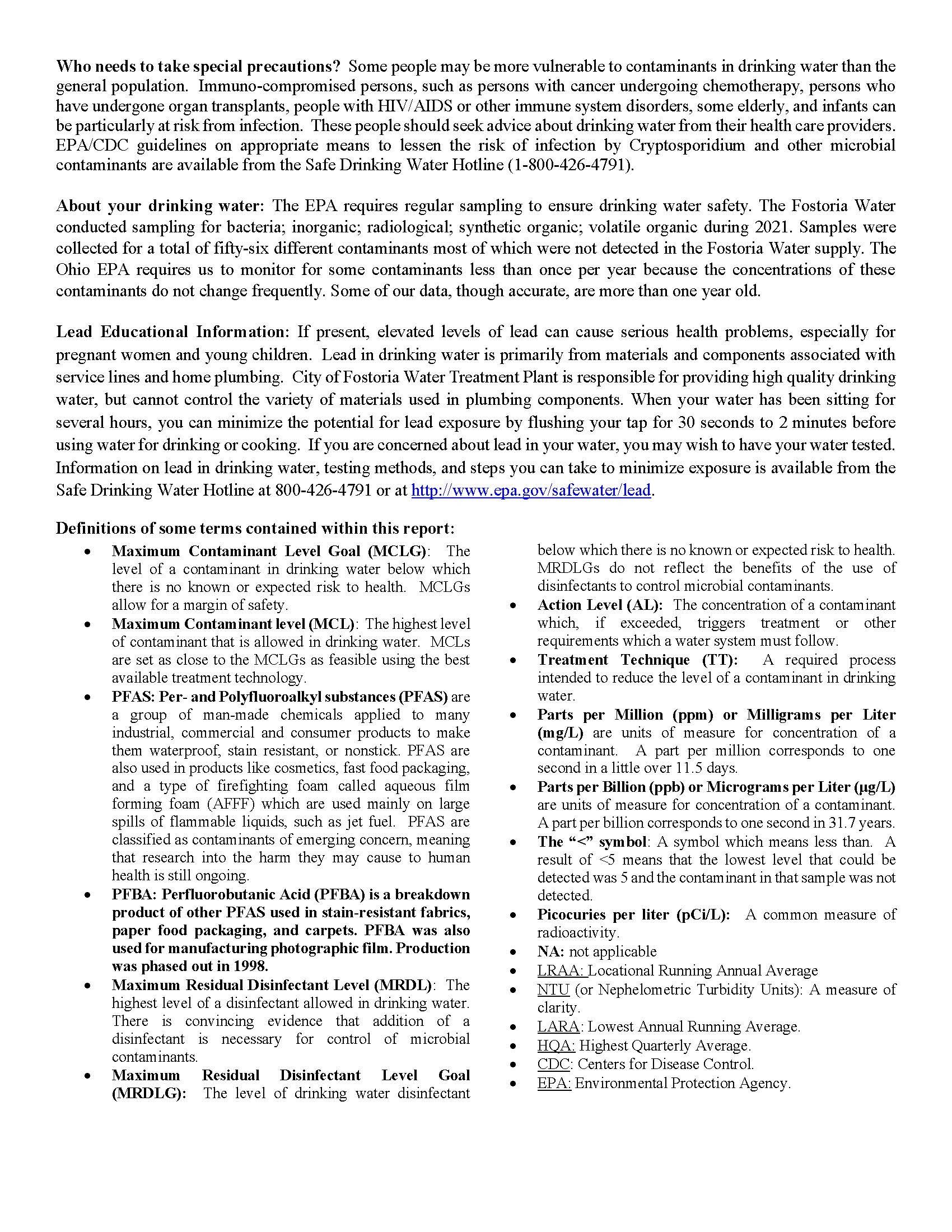 Water Treatment Plant Drinking Water Consumer Confidence Report