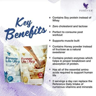 Key Benefits of Forever lite ultra, a soy based protein which is completely vegan