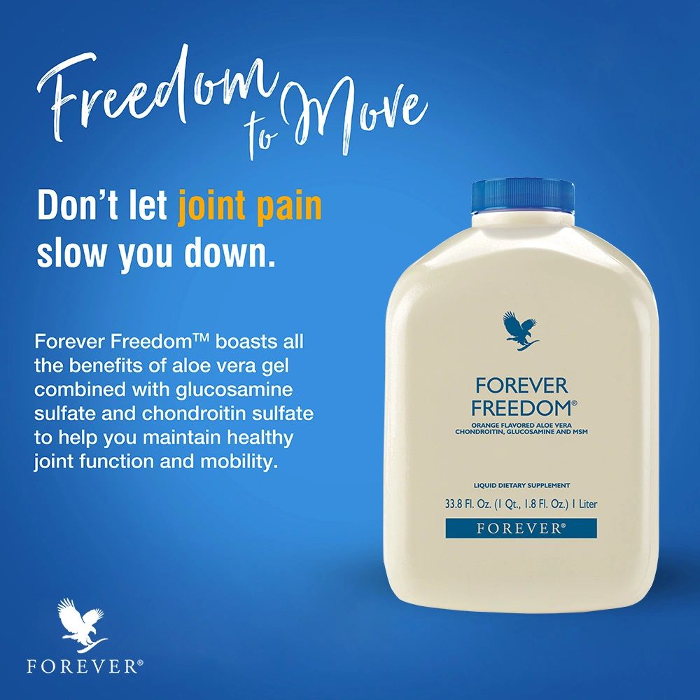 Forever Living | Forever Freedom Orange Flavor Aloe Vera Juice 33.8 FL OZ  (Pack of 1) - with Chondroitin, Glucosamine & MSM Aloe Juice to Support