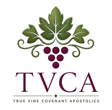 Logo with green vine leaves and purple grapes above TVCA text.