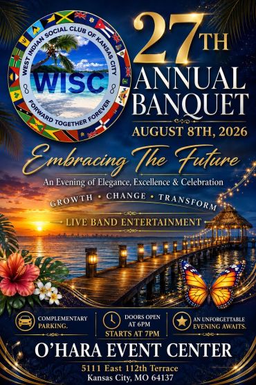27th Annual Banquet by West Indian Social Club of Kansas City on August 8, 2026.