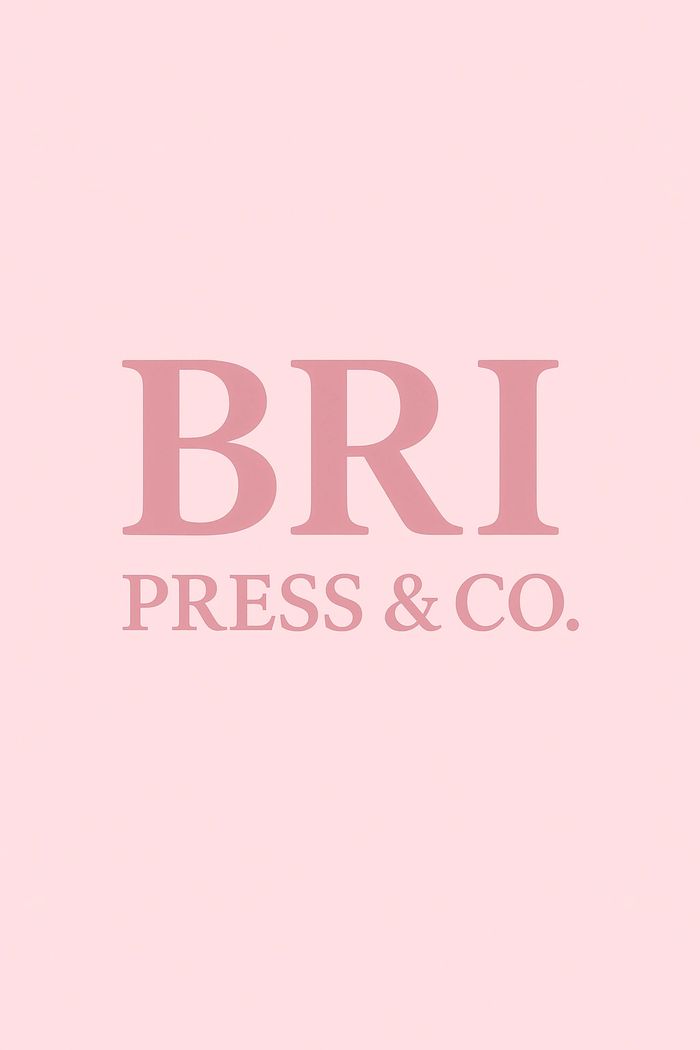 Logo for BRI Press & Co. on a pink background.