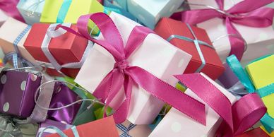 Colorfully wrapped presents