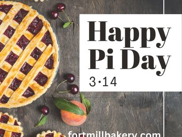 Cherry pie with lattice crust celebrating Pi Day 3.14.