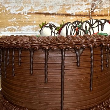 Fort Mill Bakery's Triple Layer Famous Chocolate Cake with Chocolate Ganache Drizzle 