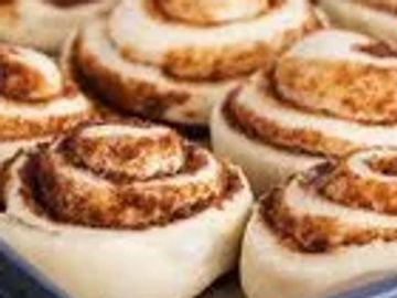 Close-up of cinnamon rolls.