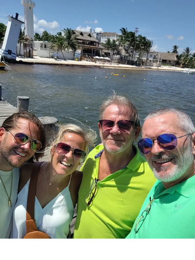 Friends on the pier in Puerto Morelos, Mexico. 