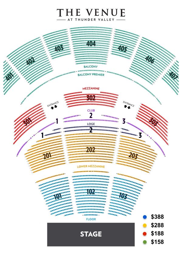 Seating chart for The Venue at Thunder Valley.