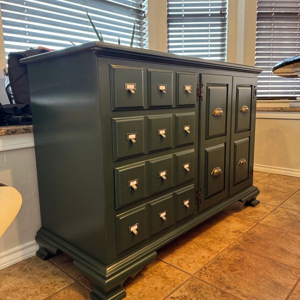 'Apothecary' Server in SW Black Forest Green. ~SOLD~ $395