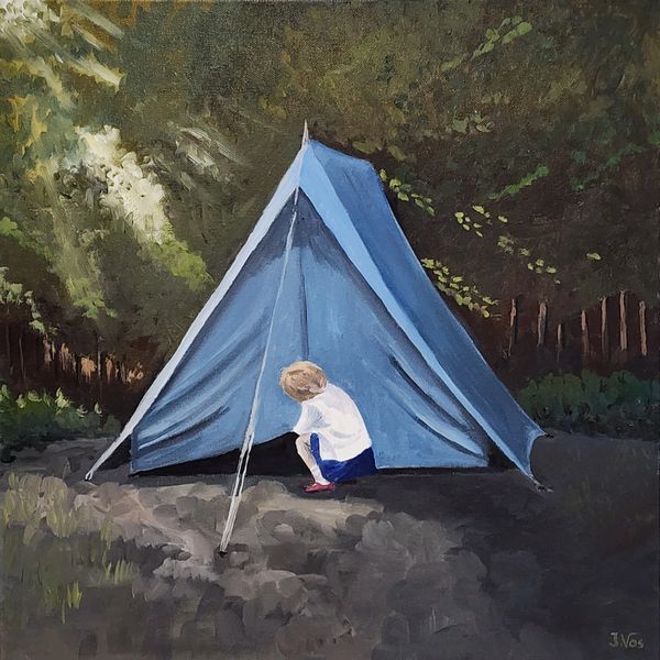 Oil painting of a childhood memory