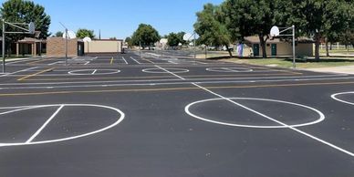 School Playground Basketball court striping Bakersfield California Asphalt Maintenance Games