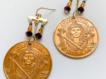 Authentic Mardi Gras Doubloon Earrings by artist Robin Guidry