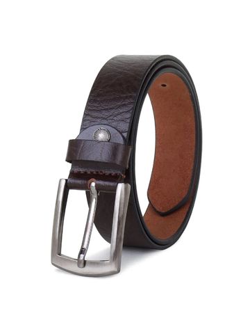 Classic textured dark brown genuine leather belt for custom orders