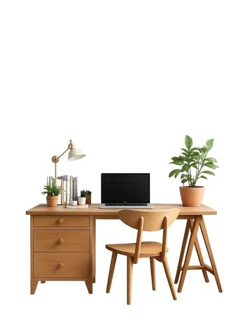 Scandinavian study desk made from solid wood.