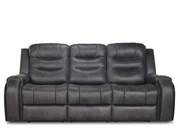 Modern dark gray leather recliner sofa.