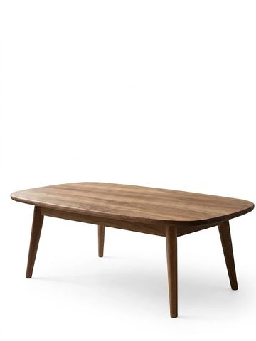 Wooden coffee table with tapered legs.