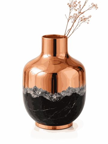 Handcrafted Copper & Marble Decorative Vase
