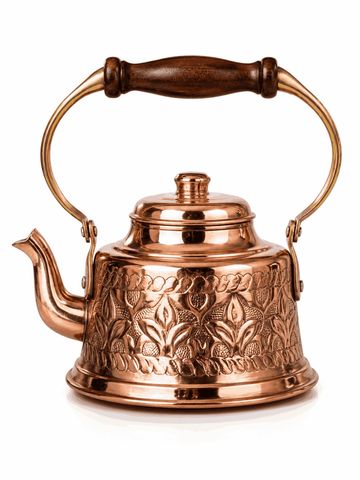 Handcrafted Embossed Copper Tea Pot