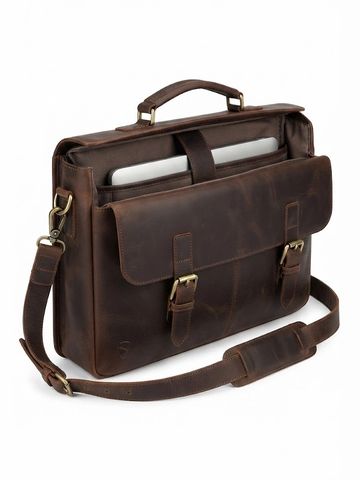 Professional business full-grain cowhide leather laptop briefcase by AP Export Hub