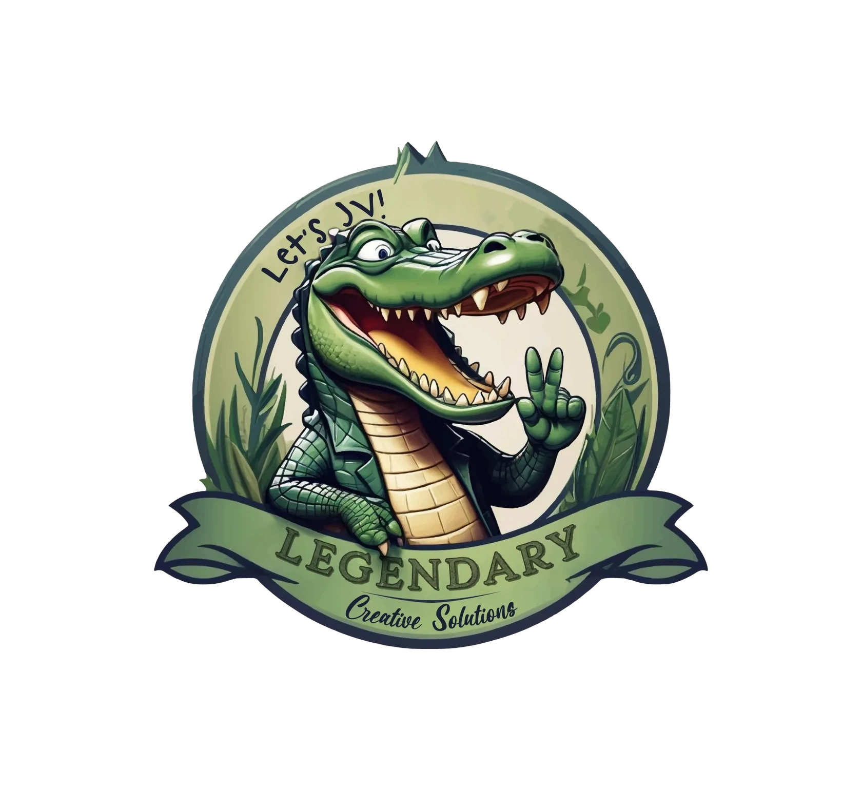 Legendary Creative Solutions crocodile mascot badge