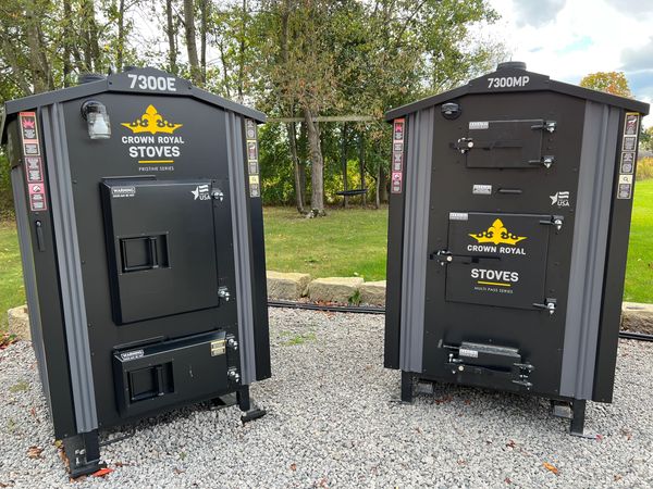 Crown Royal Stoves medium sized Pristine 7300E & 7300MP outdoor wood burners