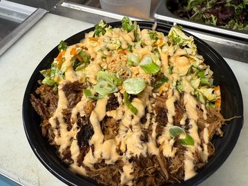 Pulled Asian Pork with Kimchi Aioli.