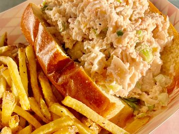 Maryland style Lobster Salad, Mixed Greens, Split top New England Style Roll with Fresh Cut Fries