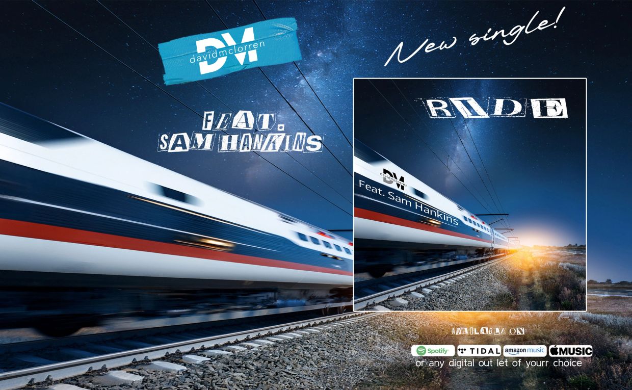 Music single cover featuring a fast train under a starry night sky.