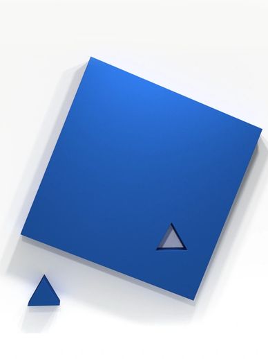 Blue square with a small triangular piece removed and placed outside.