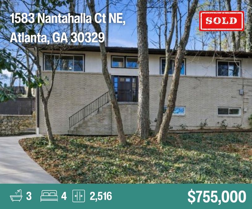 Sold house at 1583 Nantahalla Ct NE, Atlanta with 4 bedrooms and 3 bathrooms.
