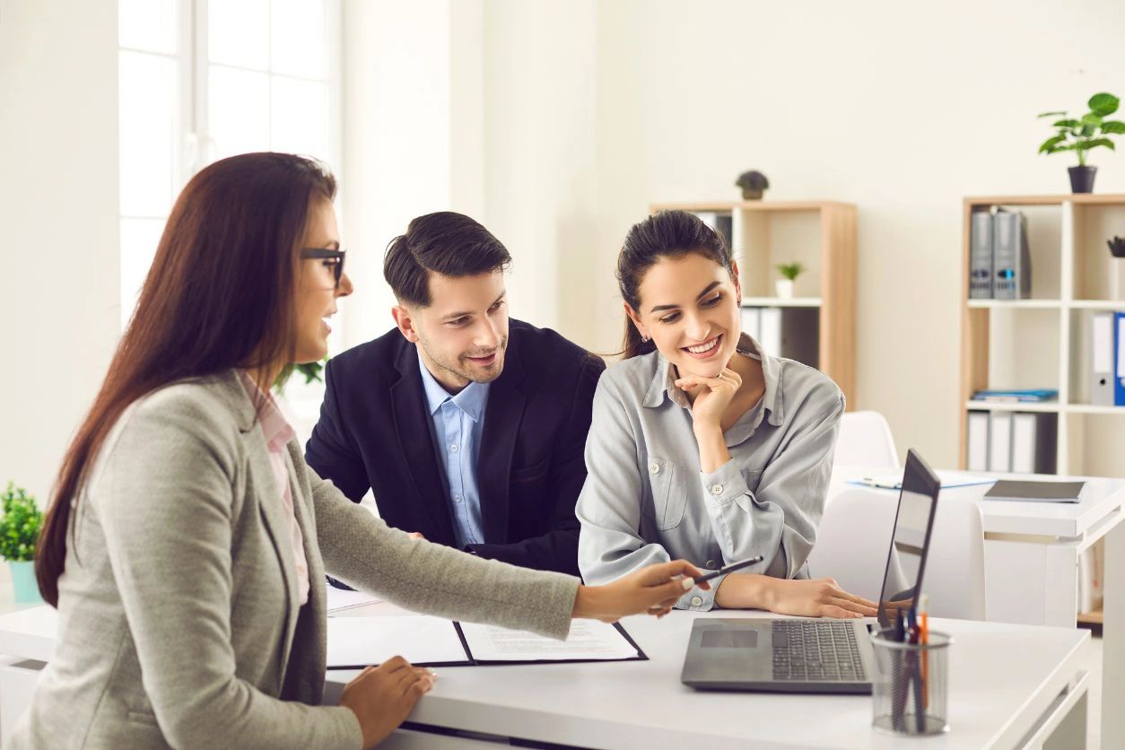 Renters looking at property on a laptop  