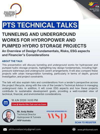 PTS Technical Talks on tunneling for hydropower and pumped hydro projects by Mr. Andy Noble.