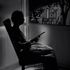 Black and white movie still of actress Lillian Gish in silhouette. 'The Night of the Hunter' (1955).