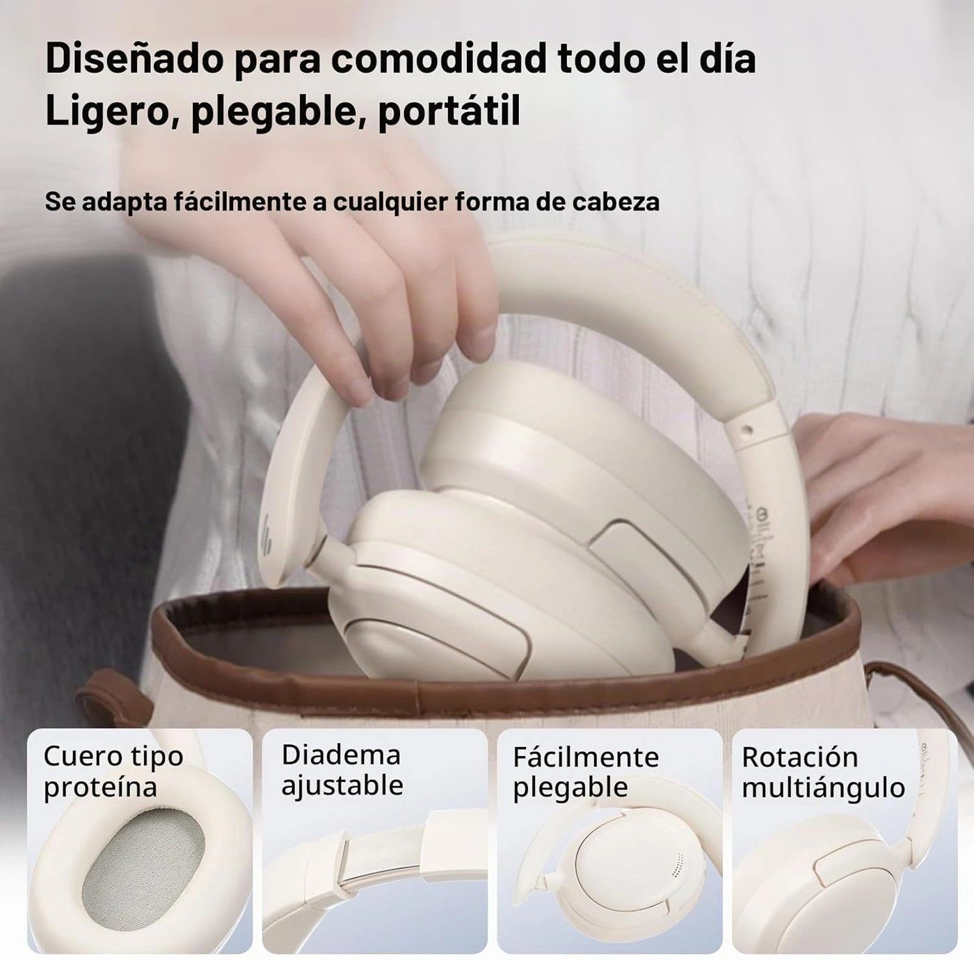 Diadema EDIFIER V80 Blanco Marfil vista 5