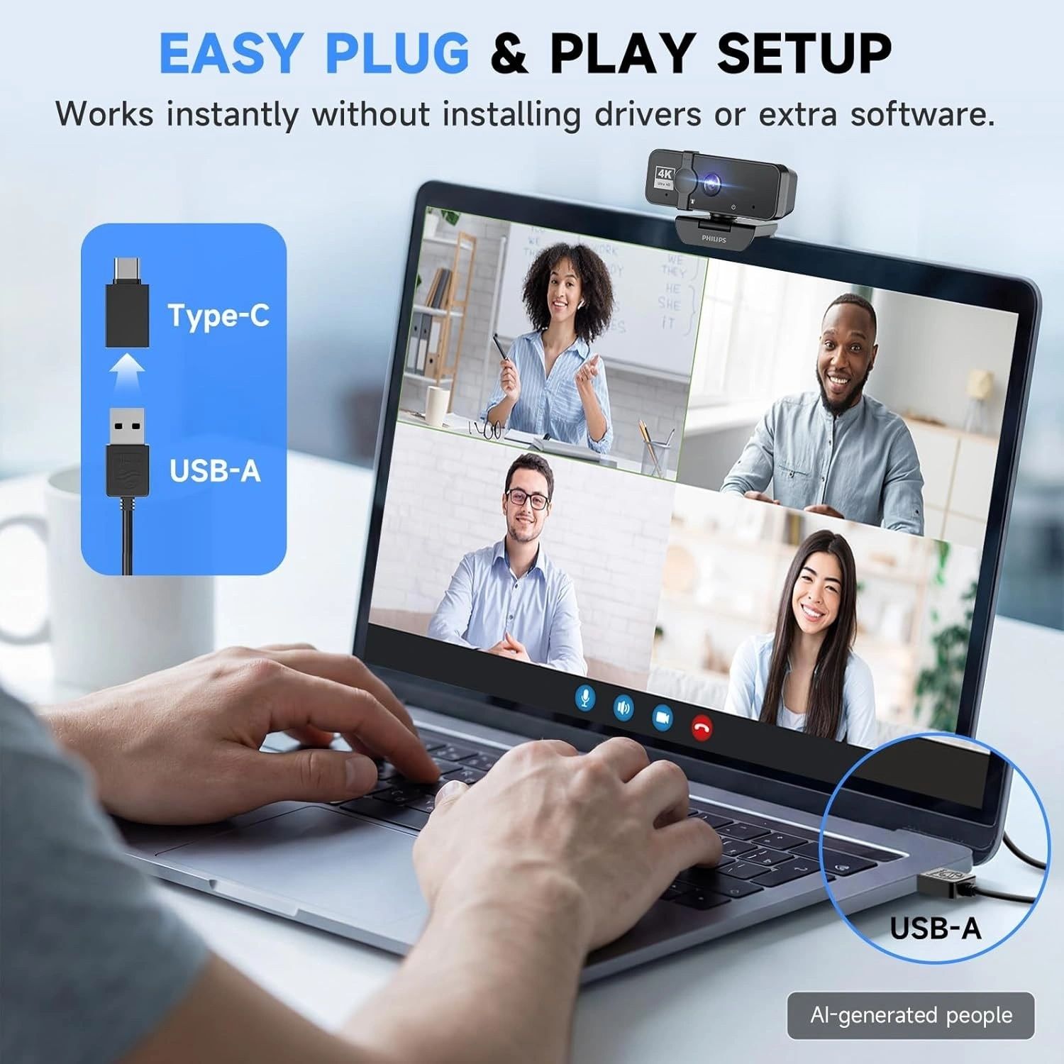 Cámara Web Philips 4K Ultra HD vista 6