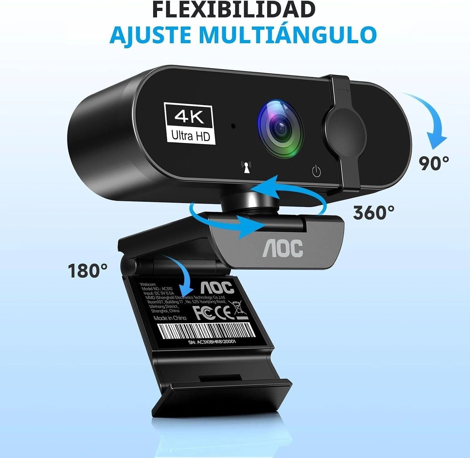 Cámara Web AOC 4K Ultra HD vista 2