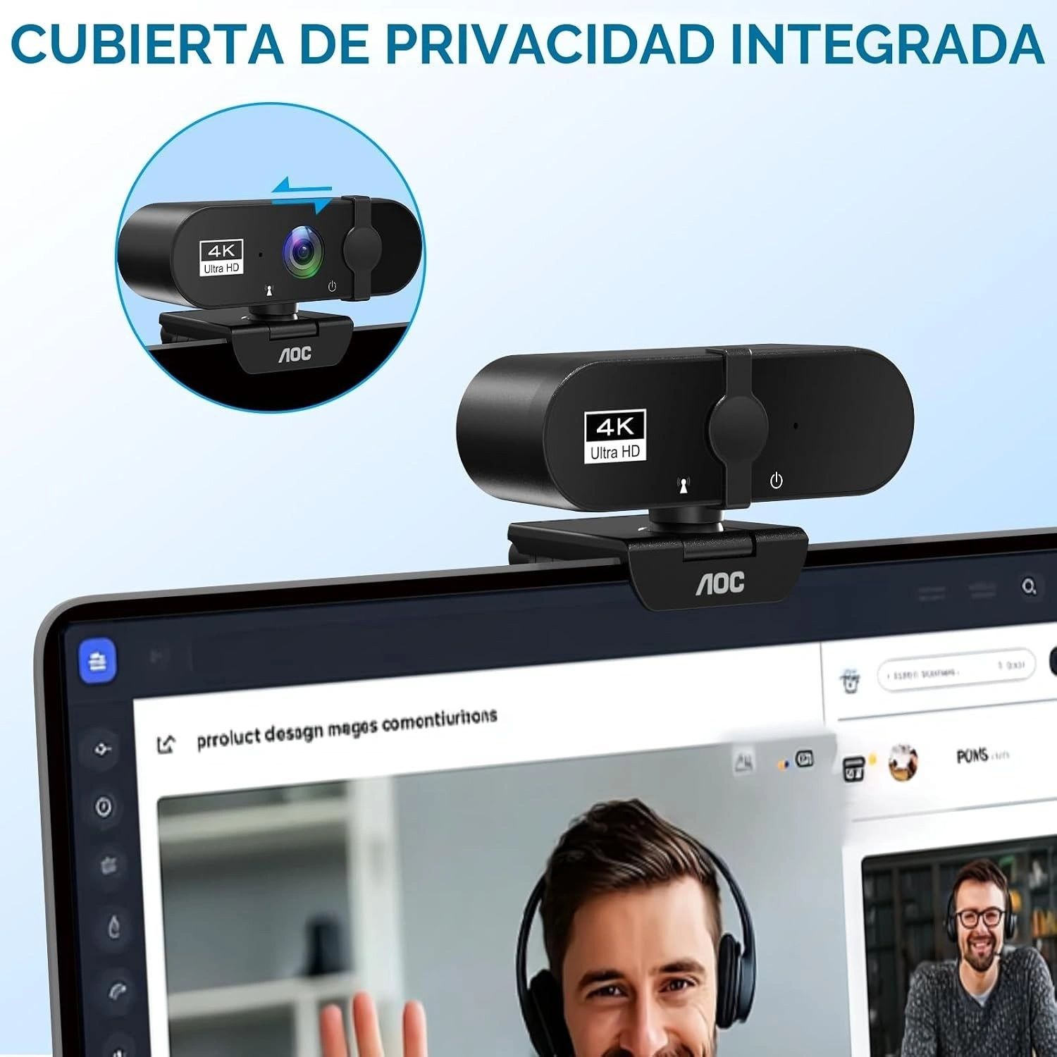 Cámara Web AOC 4K Ultra HD vista 4
