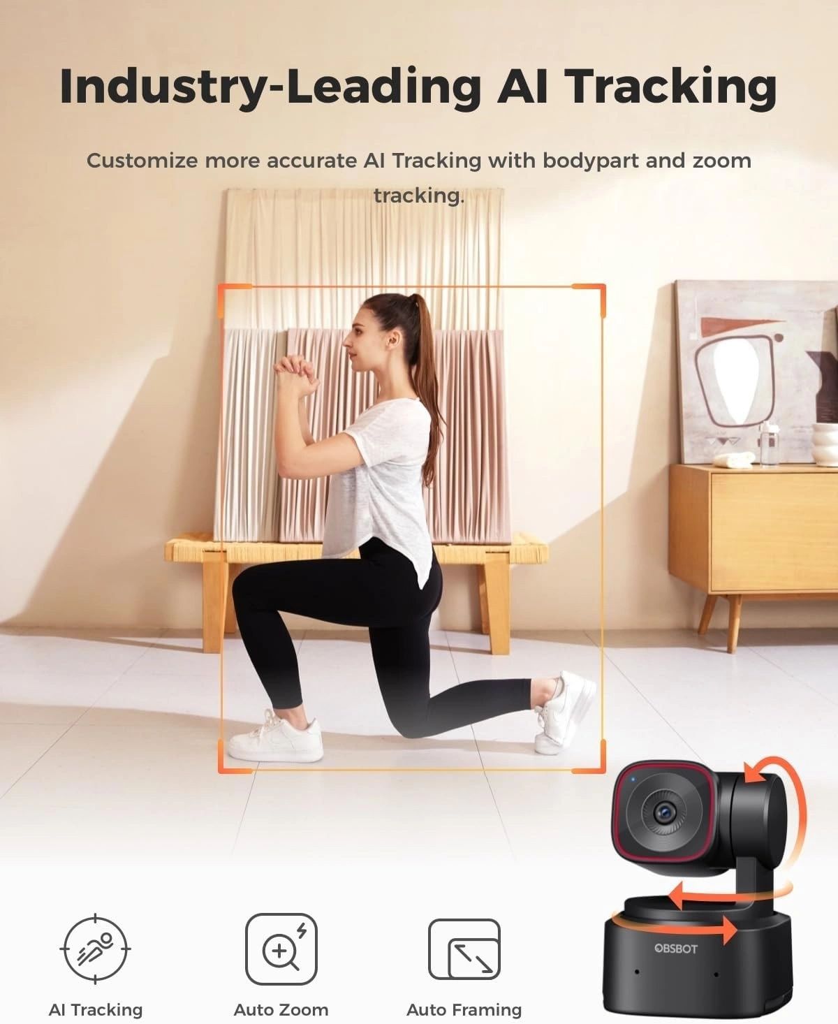 Cámara Web OBSBOT Tiny 2 Lite 4K con IA vista 2