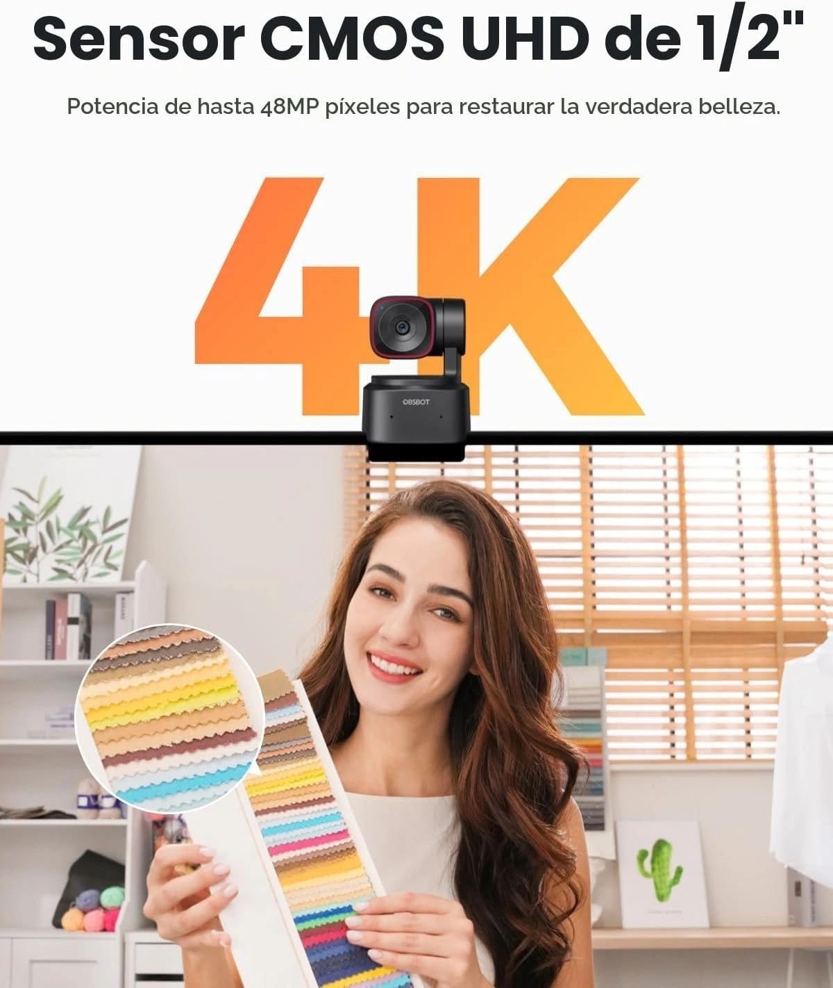 Cámara Web OBSBOT Tiny 2 Lite 4K con IA vista 5