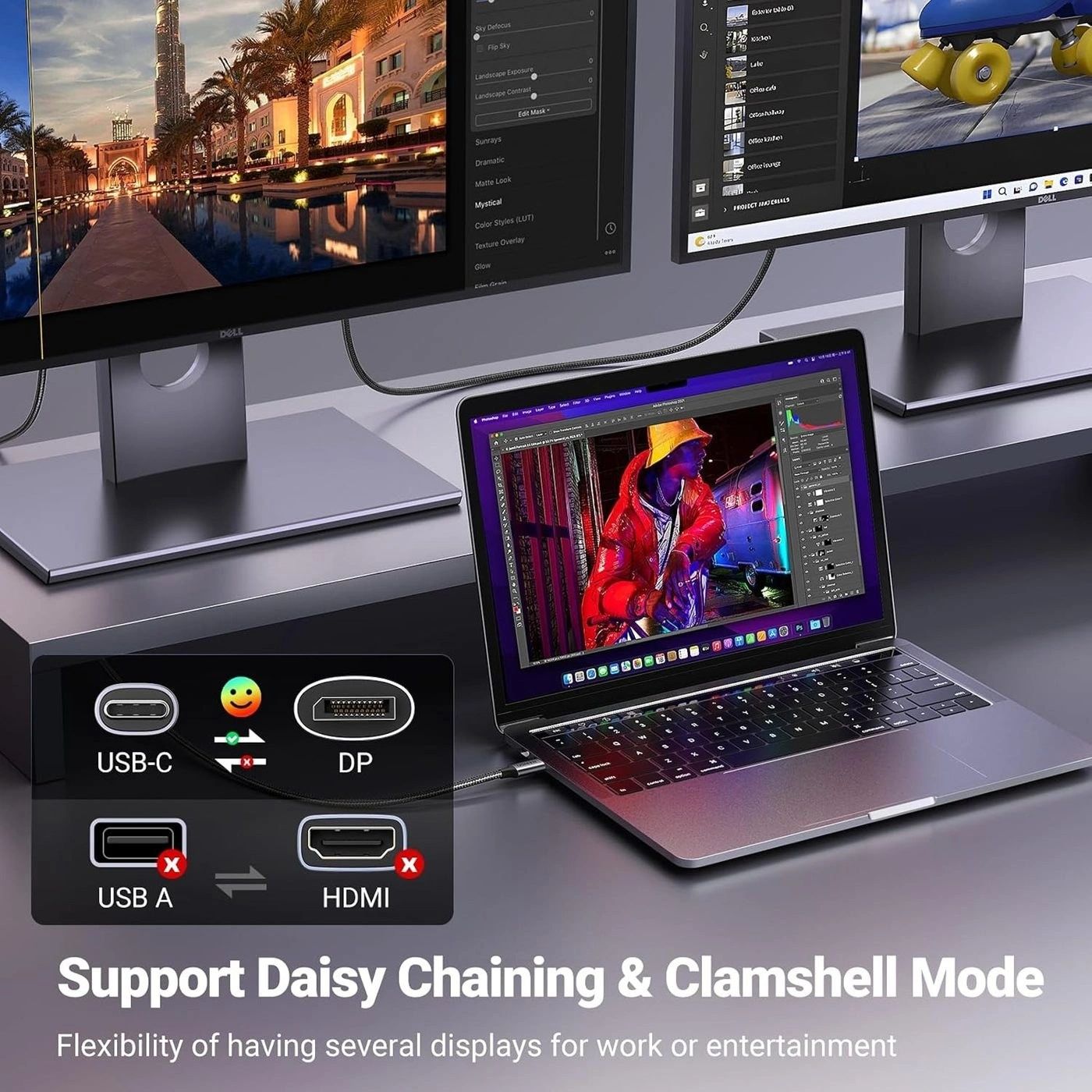 Cable USB-C a DisplayPort 1.4 8K Gamer vista 4