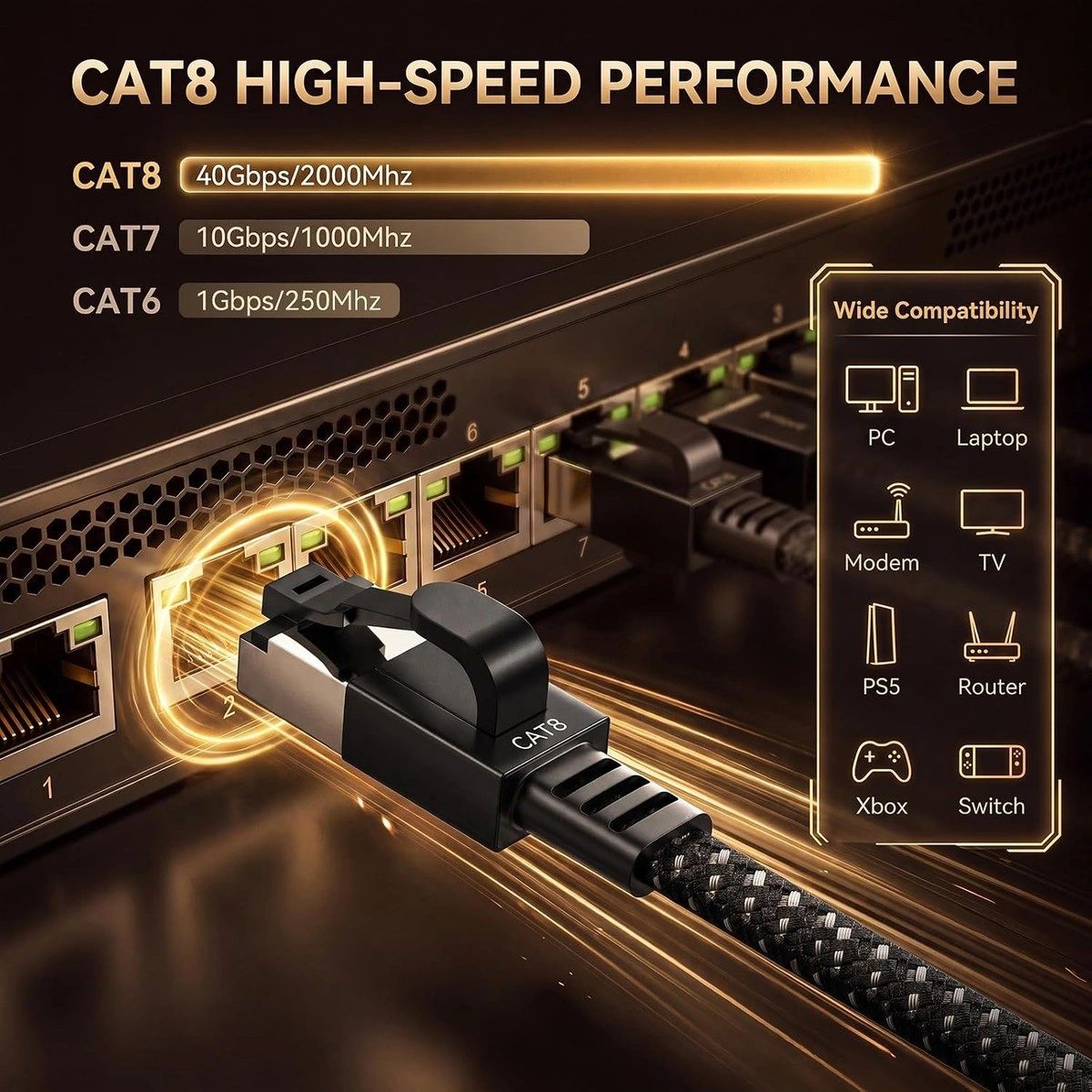 Cable de Red Ethernet Smolink Cat 8 Plano Trenzado 15 m vista 7