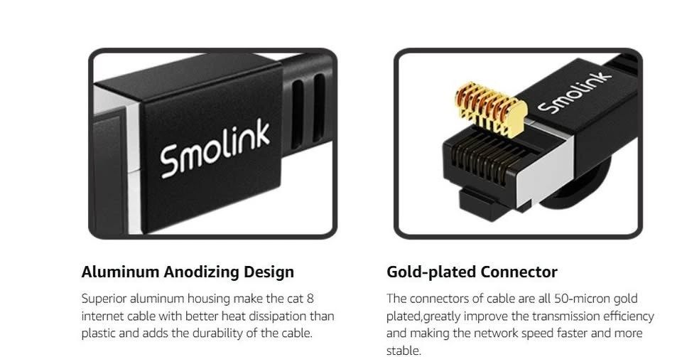 Cable de Red Ethernet Smolink Cat 8 Plano Trenzado 30 m vista 3
