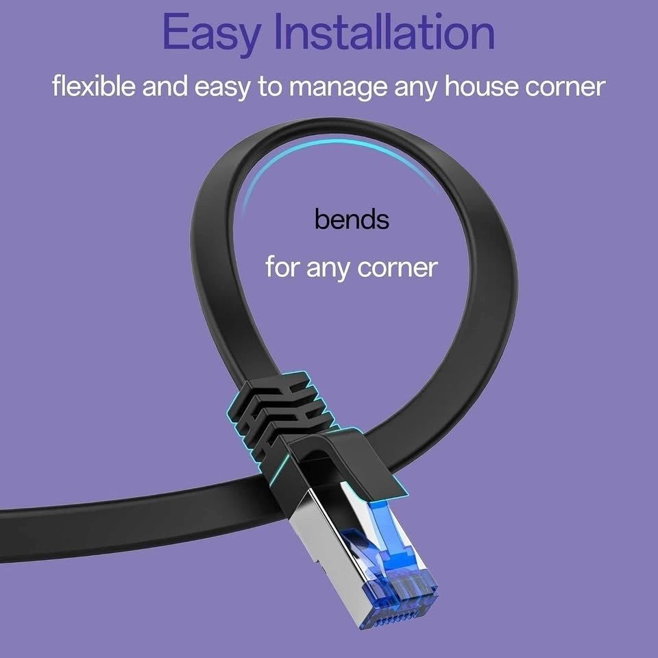 Cable de Red Ethernet Cat 8 Profesional Plano Invisible 15 m vista 7