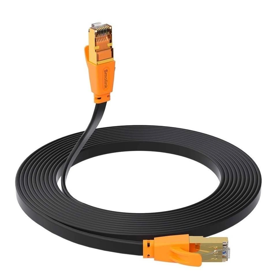 Cable de Red Ethernet Gamer Smolink Cat 8 Plano Naranja 15 m