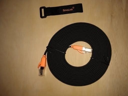 Cable de Red Ethernet Gamer Smolink Cat 8 Plano Naranja 15 m vista 3