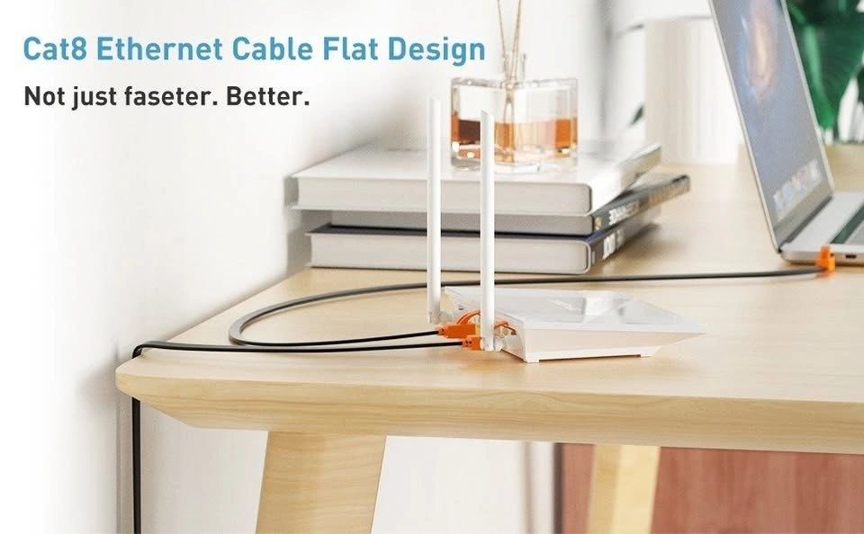 Cable de Red Ethernet Gamer Smolink Cat 8 Plano Naranja 15 m vista 5