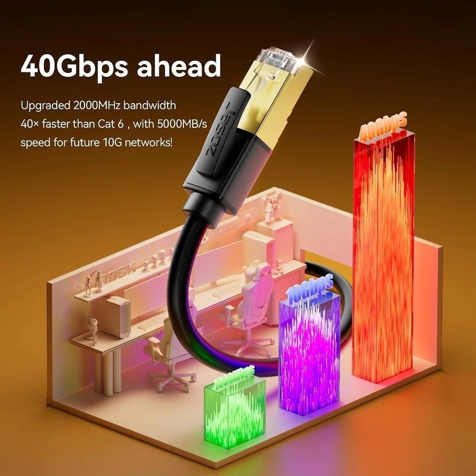 Cable de Red Ethernet DIAMONDTIGER Cat 8 Blindado 3 m vista 2
