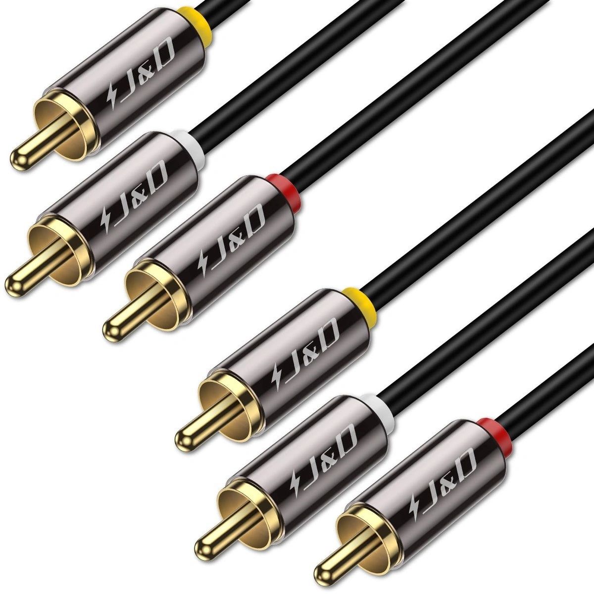 Cable RCA de Audio y Video J&D 3 a 3 Chapado en Oro 4,8 m