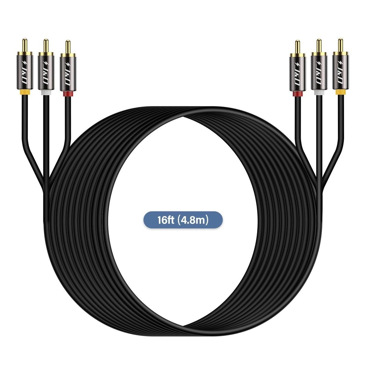 Cable RCA de Audio y Video J&D 3 a 3 Chapado en Oro 4,8 m vista 3