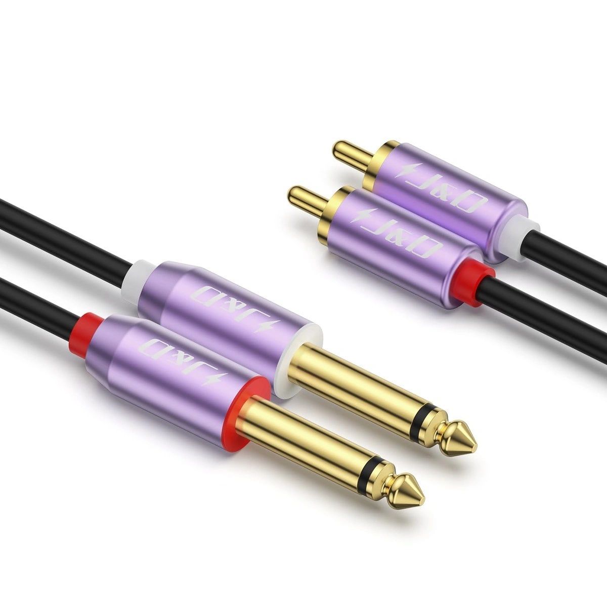 Cable de Audio J&D Doble Plug 6,35 mm (1/4") a Doble RCA 1,8 m
